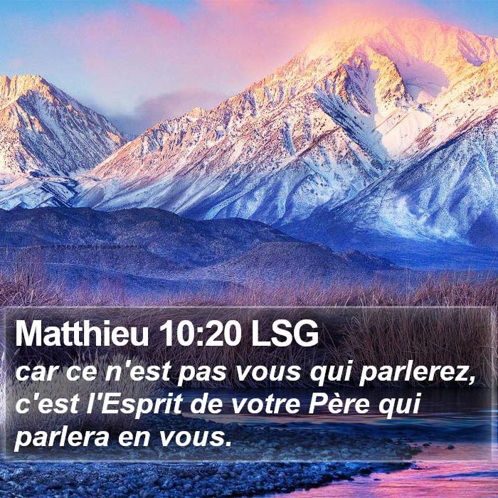Matthieu 10:20 LSG Bible Study