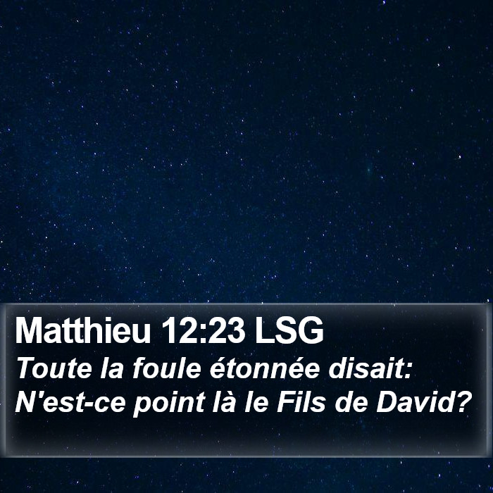 Matthieu 12:23 LSG Bible Study