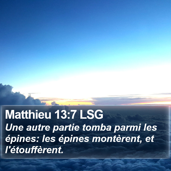 Matthieu 13:7 LSG Bible Study