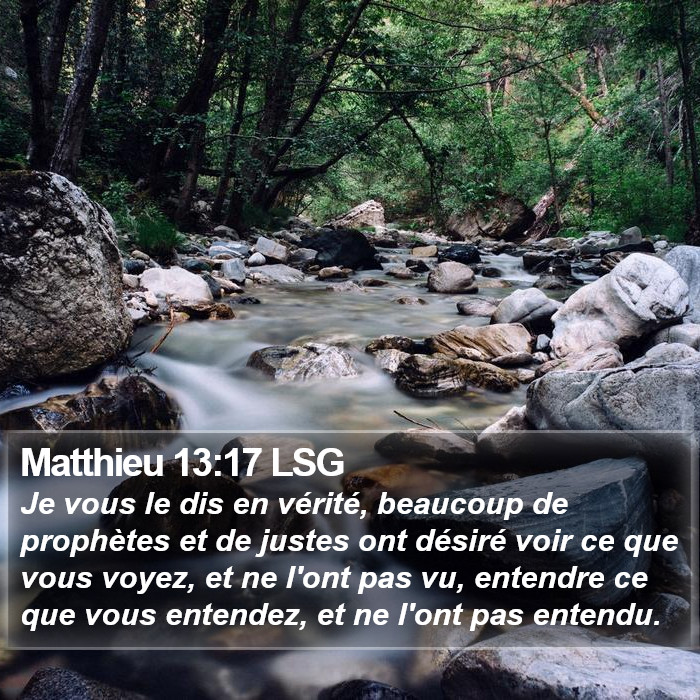 Matthieu 13:17 LSG Bible Study