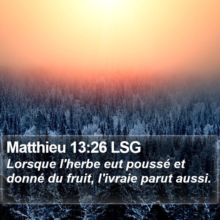 Matthieu 13:26 LSG Bible Study