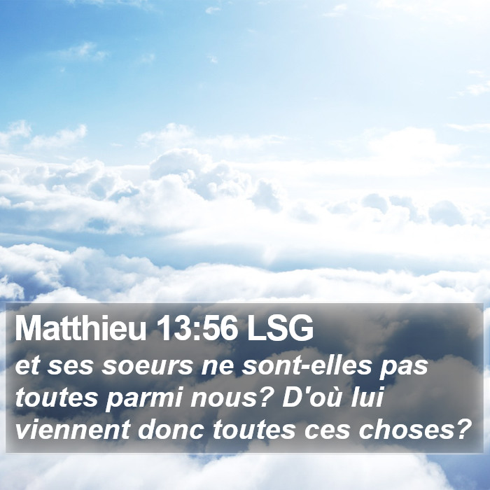 Matthieu 13:56 LSG Bible Study