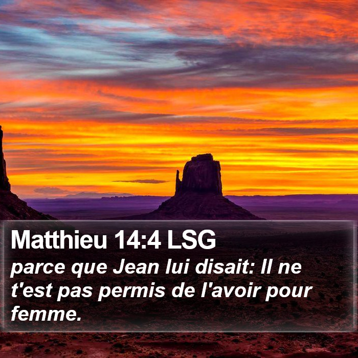 Matthieu 14:4 LSG Bible Study