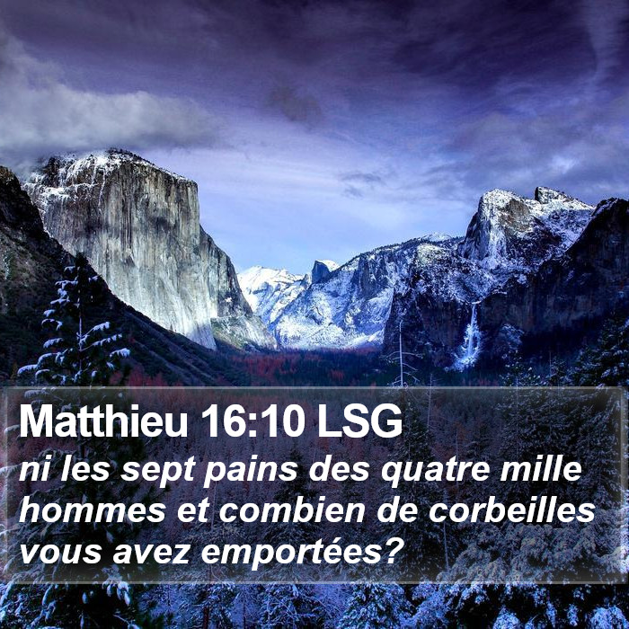 Matthieu 16:10 LSG Bible Study