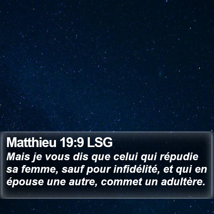 Matthieu 19:9 LSG Bible Study