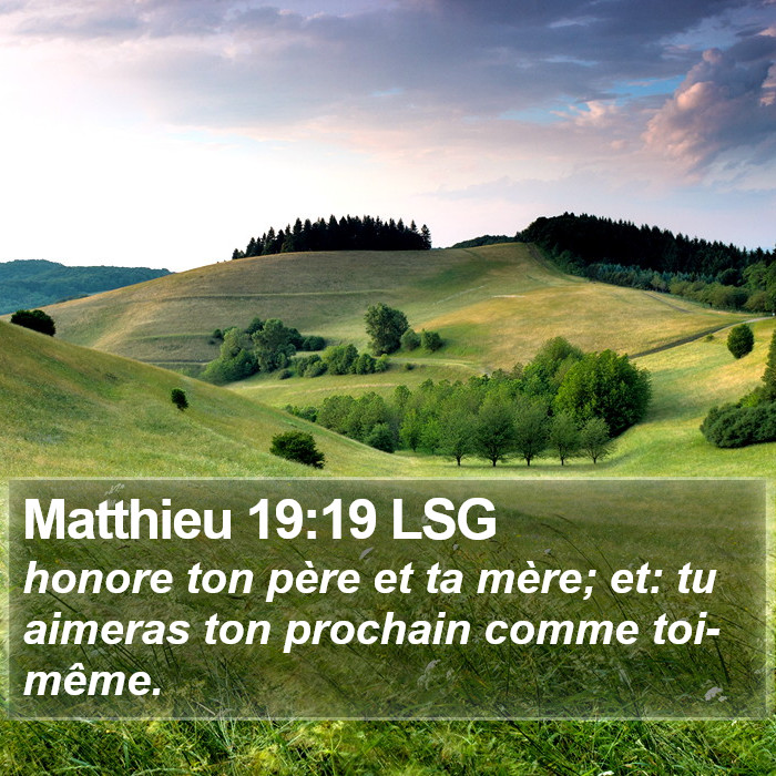 Matthieu 19:19 LSG Bible Study