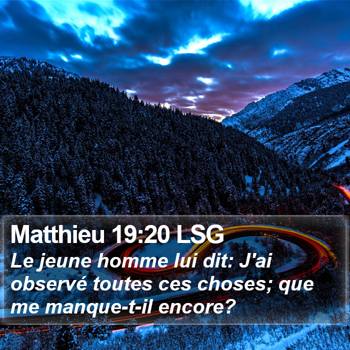 Matthieu 19:20 LSG Bible Study