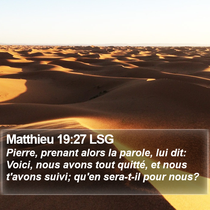 Matthieu 19:27 LSG Bible Study