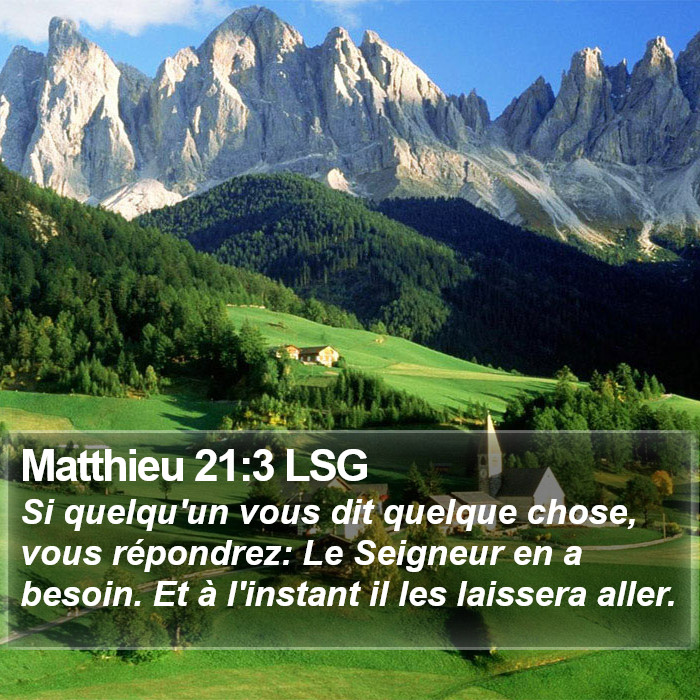 Matthieu 21:3 LSG Bible Study