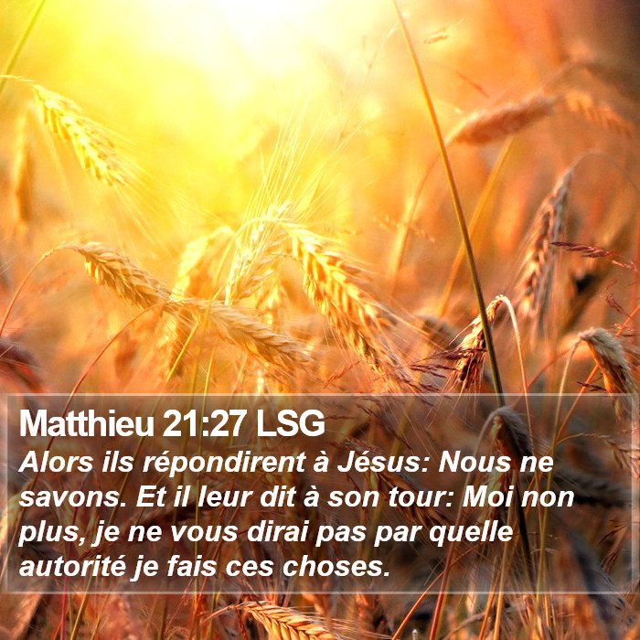 Matthieu 21:27 LSG Bible Study