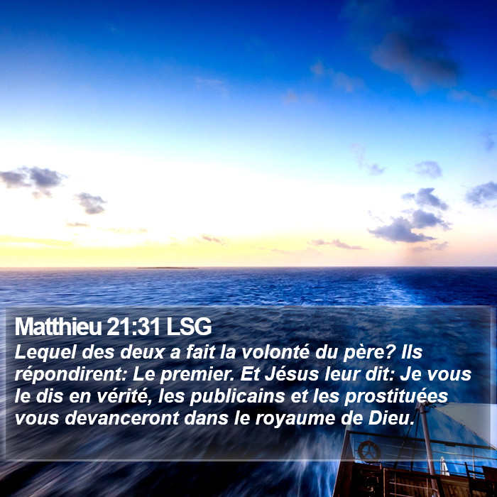 Matthieu 21:31 LSG Bible Study