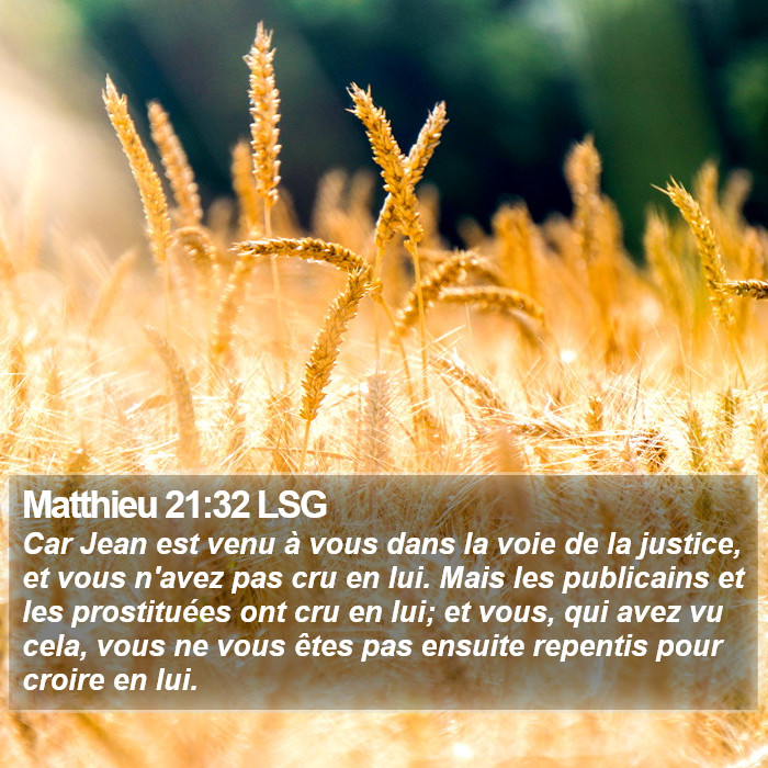 Matthieu 21:32 LSG Bible Study