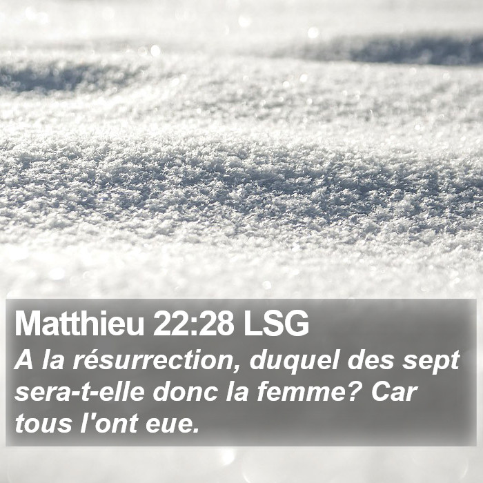 Matthieu 22:28 LSG Bible Study
