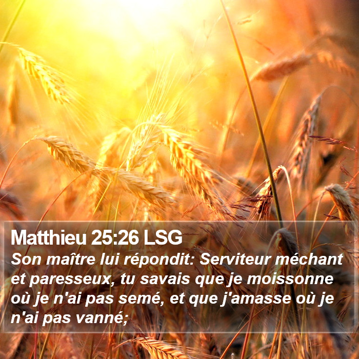 Matthieu 25:26 LSG Bible Study