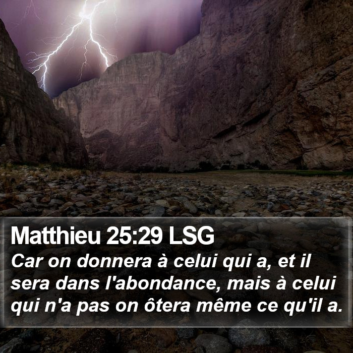 Matthieu 25:29 LSG Bible Study