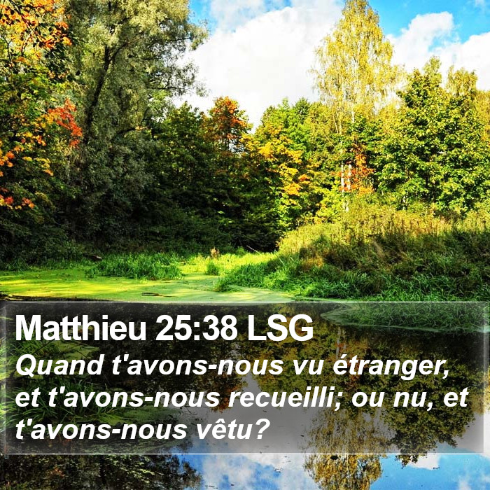 Matthieu 25:38 LSG Bible Study