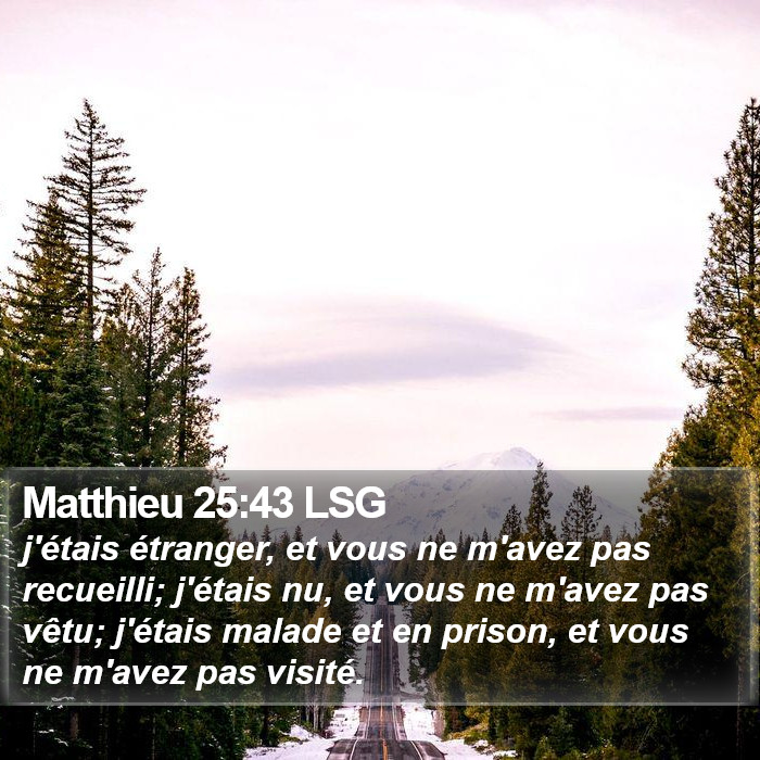 Matthieu 25:43 LSG Bible Study