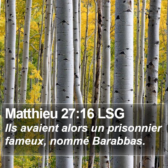 Matthieu 27:16 LSG Bible Study