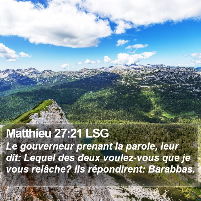 Matthieu 27:21 LSG Bible Study