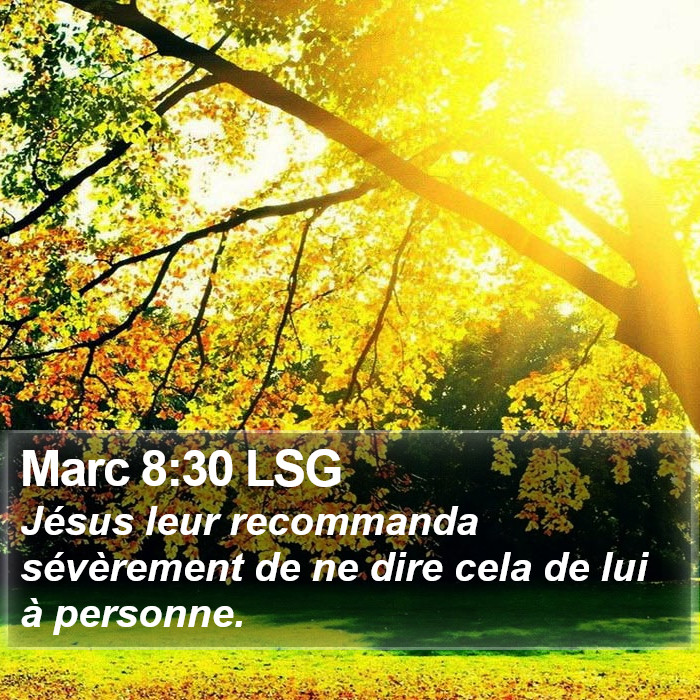 Marc 8:30 LSG Bible Study