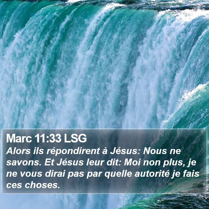 Marc 11:33 LSG Bible Study