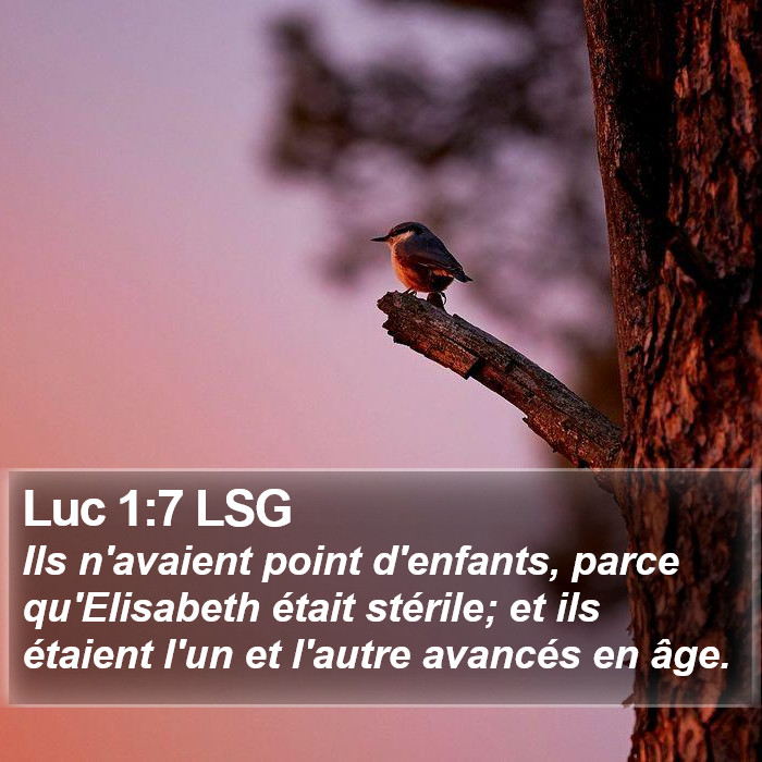 Luc 1:7 LSG Bible Study