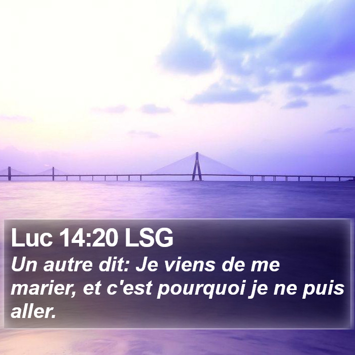 Luc 14:20 LSG Bible Study