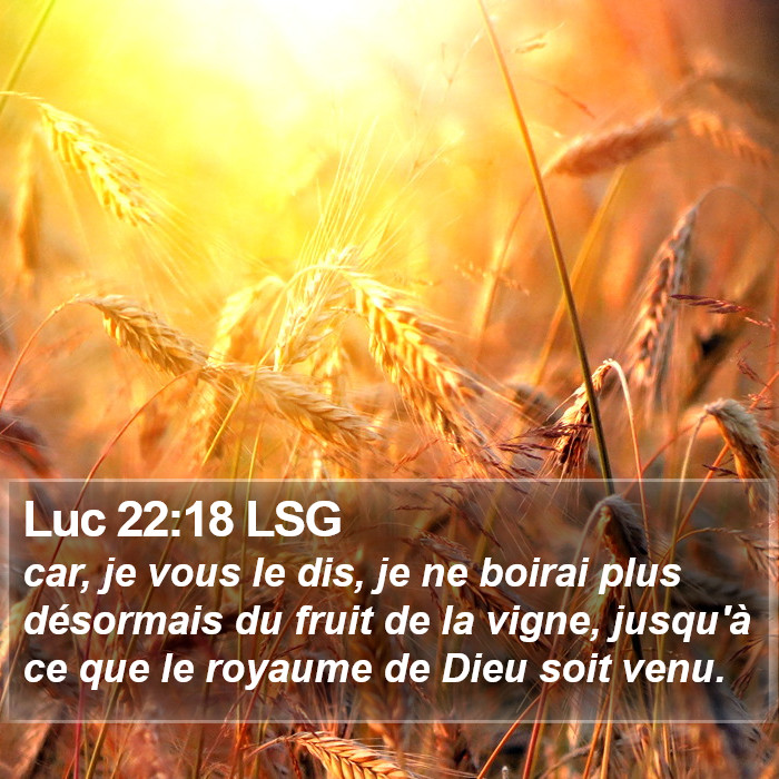 Luc 22:18 LSG Bible Study