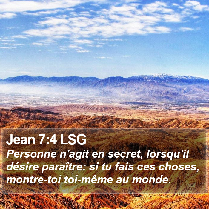 Jean 7:4 LSG Bible Study