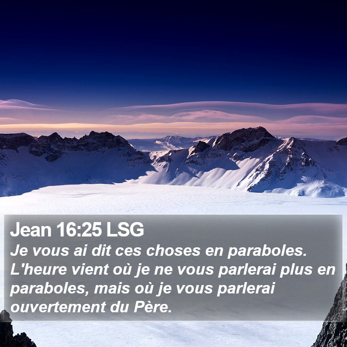 Jean 16:25 LSG Bible Study