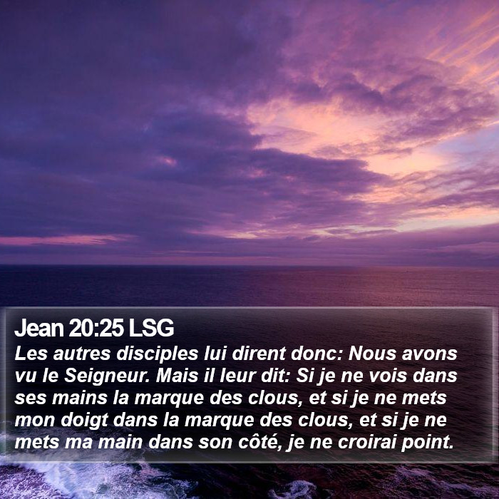 Jean 20:25 LSG Bible Study