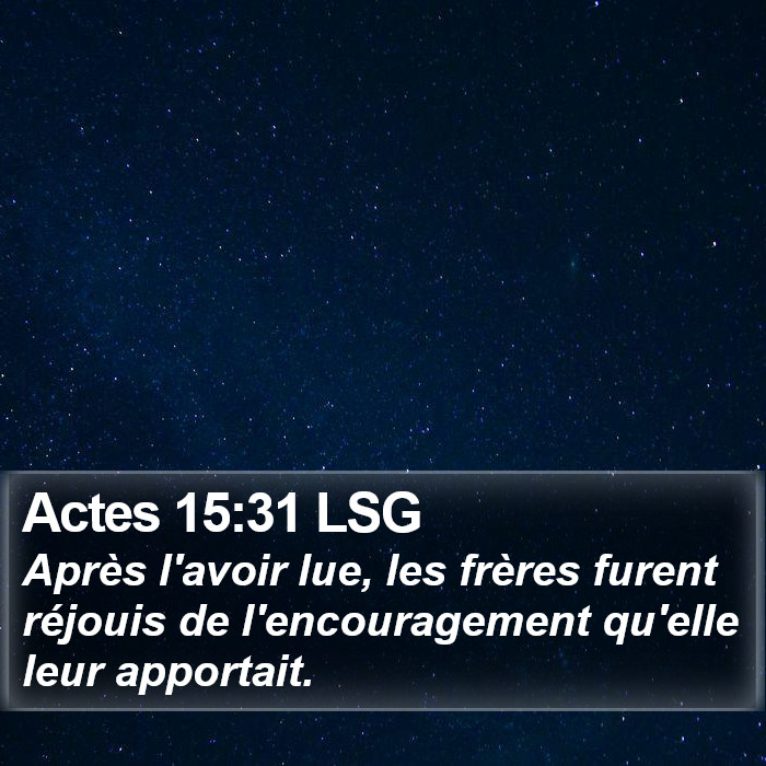 Actes 15:31 LSG Bible Study