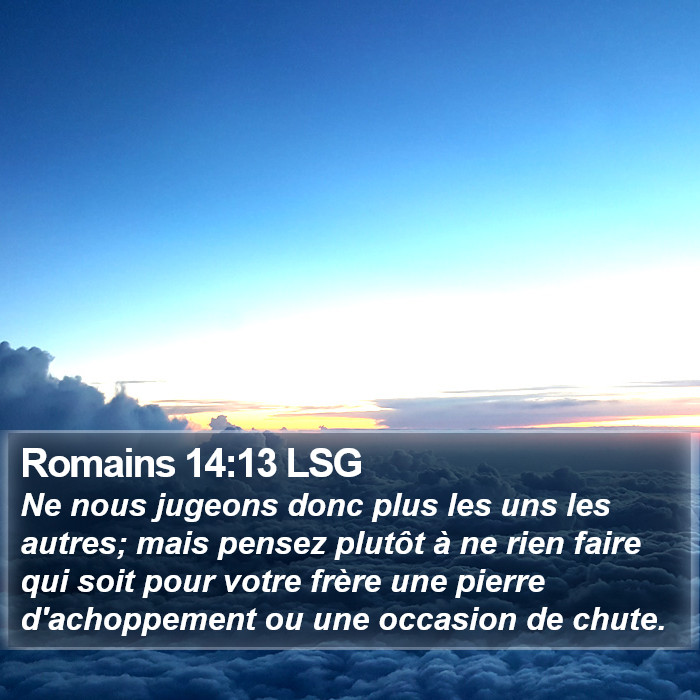 Romains 14:13 LSG Bible Study