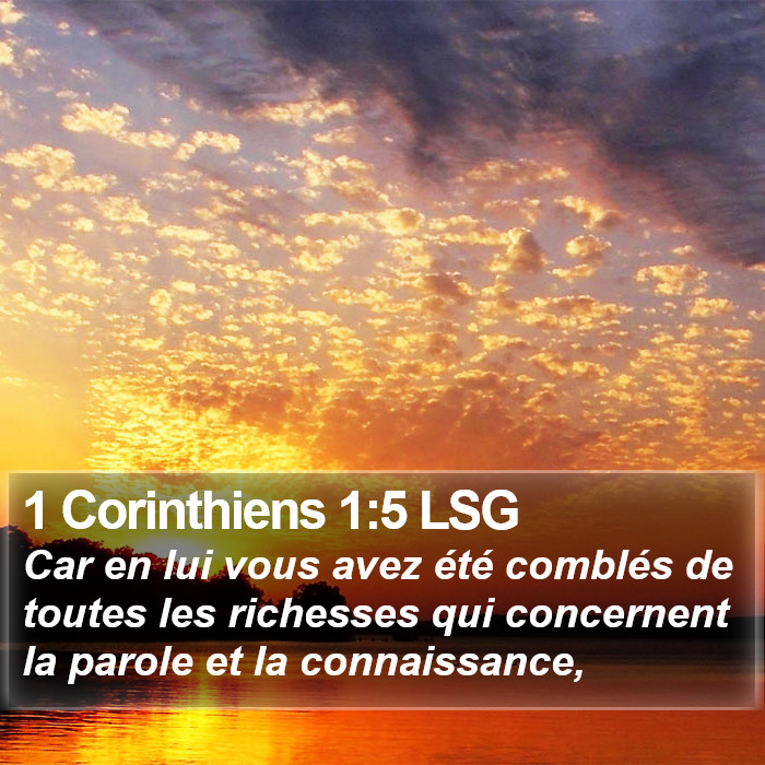 1 Corinthiens 1:5 LSG Bible Study