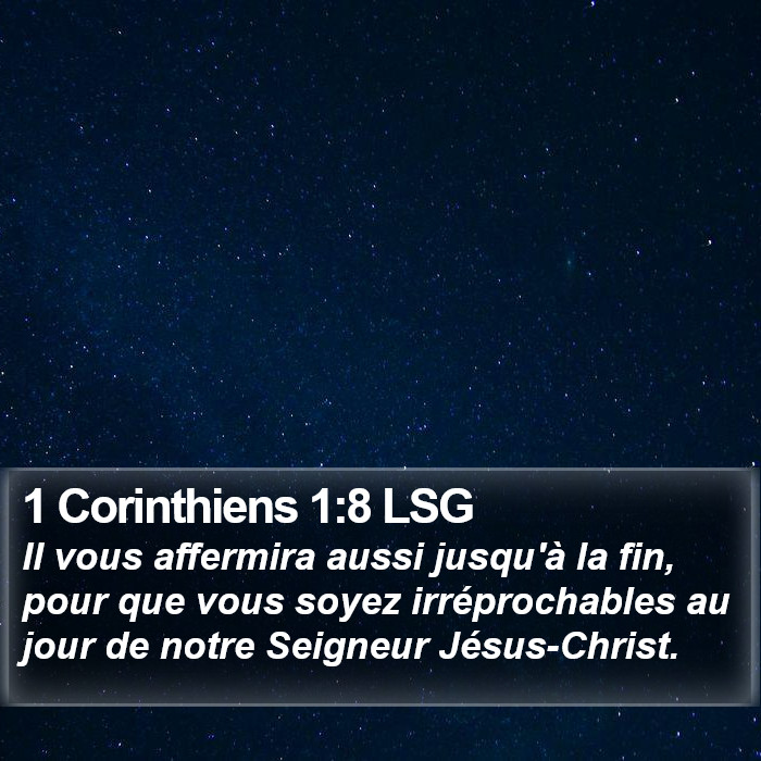 1 Corinthiens 1:8 LSG Bible Study