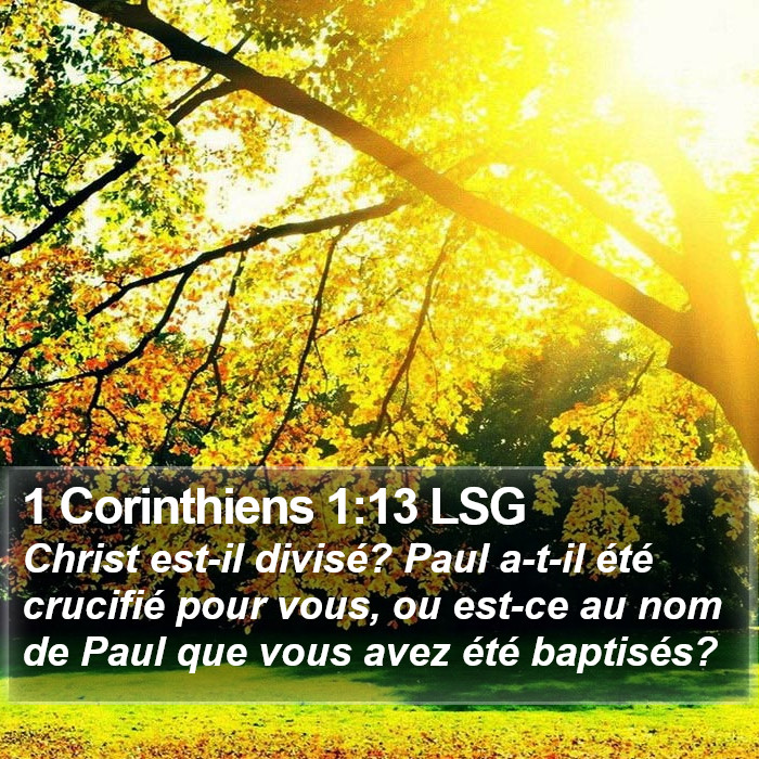 1 Corinthiens 1:13 LSG Bible Study