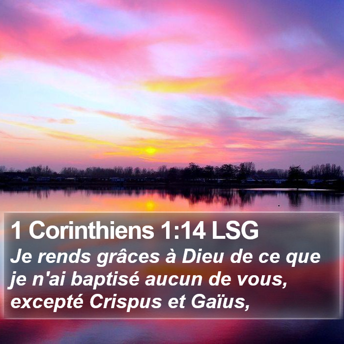 1 Corinthiens 1:14 LSG Bible Study