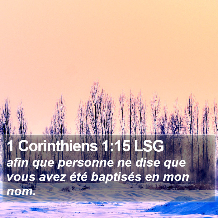 1 Corinthiens 1:15 LSG Bible Study