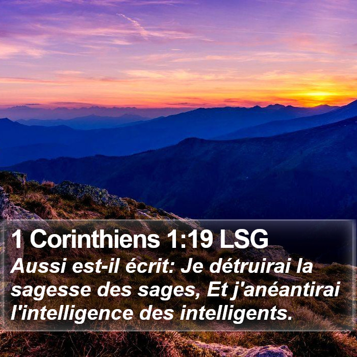 1 Corinthiens 1:19 LSG Bible Study