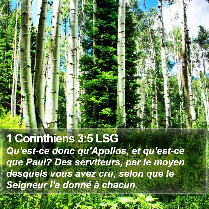 1 Corinthiens 3:5 LSG Bible Study