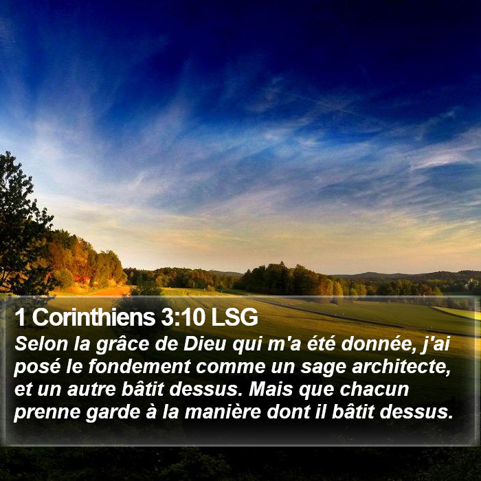 1 Corinthiens 3:10 LSG Bible Study