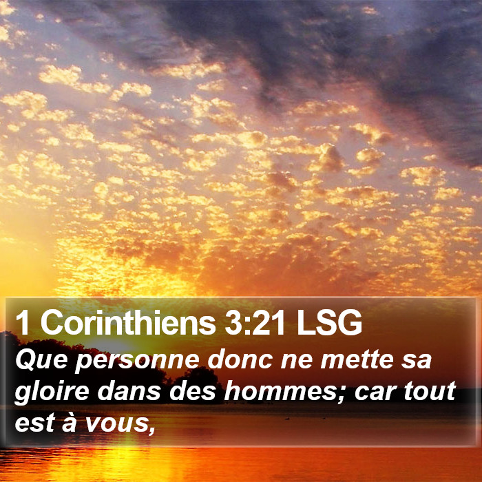 1 Corinthiens 3:21 LSG Bible Study