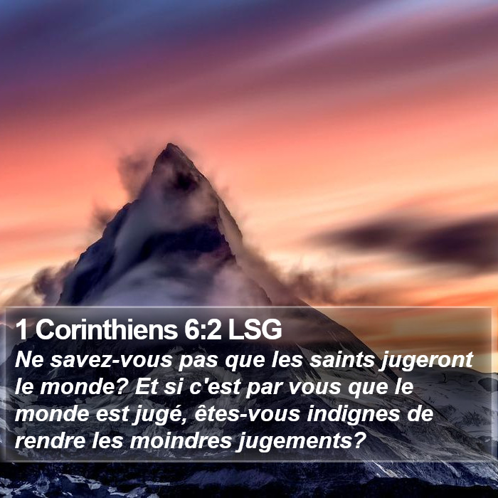 1 Corinthiens 6:2 LSG Bible Study