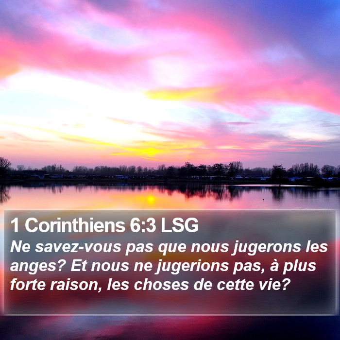 1 Corinthiens 6:3 LSG Bible Study