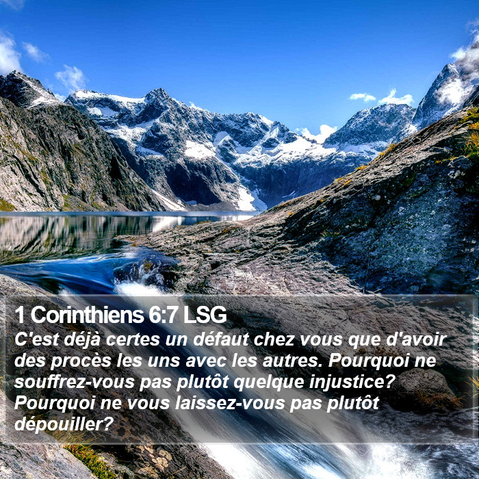 1 Corinthiens 6:7 LSG Bible Study