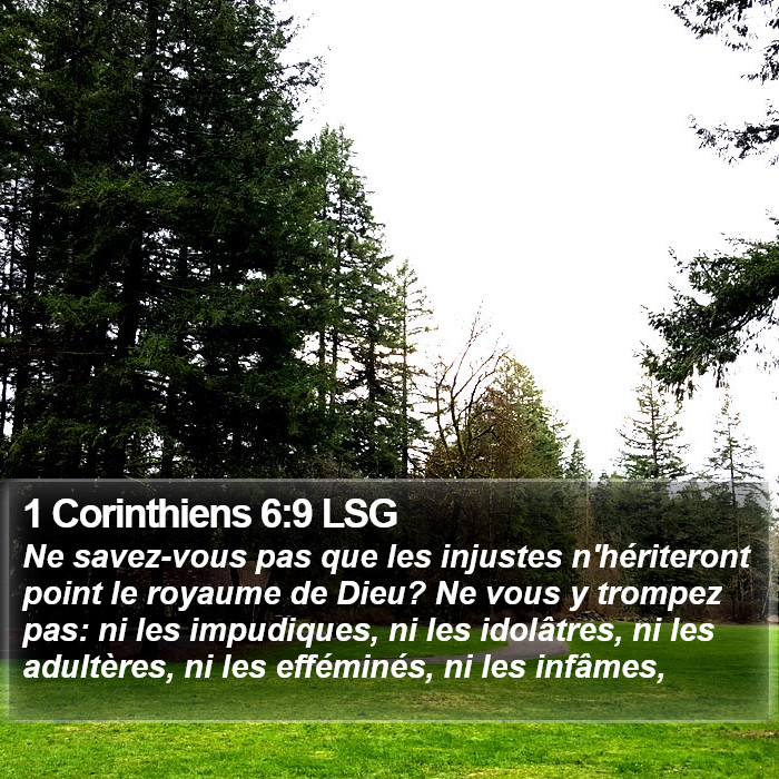 1 Corinthiens 6:9 LSG Bible Study