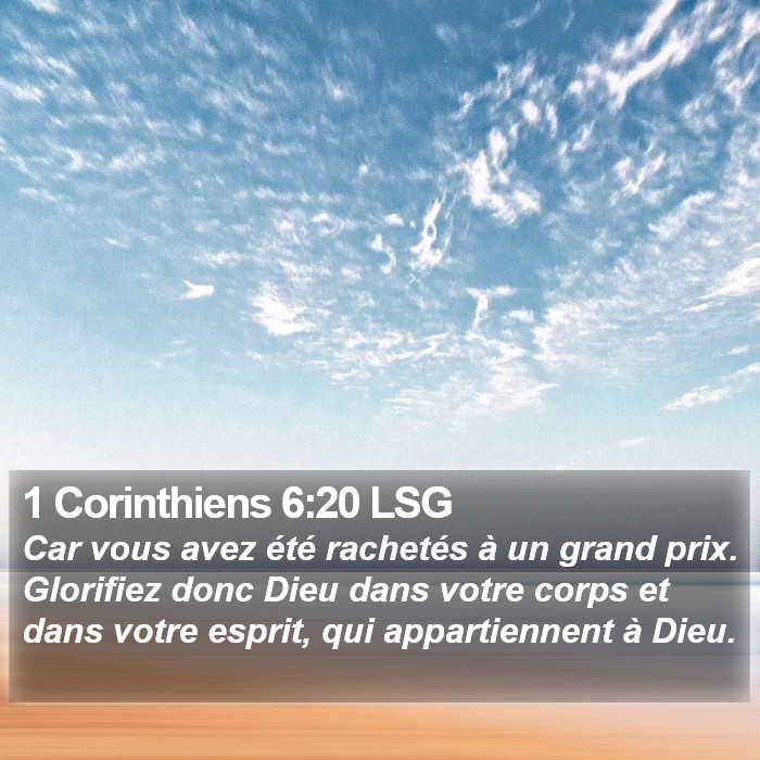 1 Corinthiens 6:20 LSG Bible Study