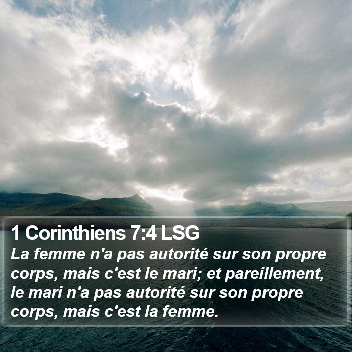 1 Corinthiens 7:4 LSG Bible Study