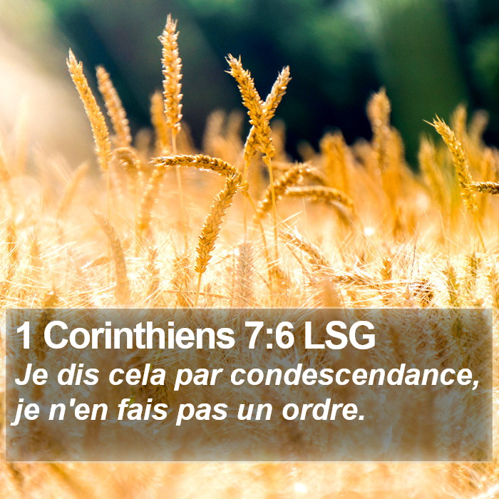 1 Corinthiens 7:6 LSG Bible Study