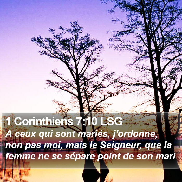 1 Corinthiens 7:10 LSG Bible Study